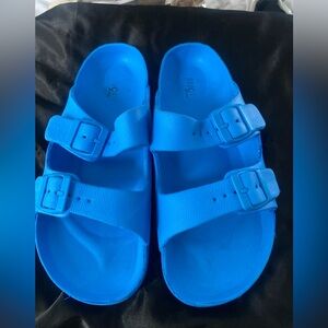 Stylish Blue Double-Buckle Sandals
